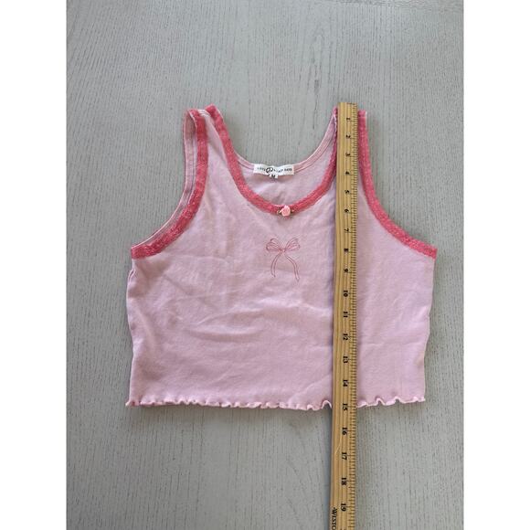 Love Peace & Lazy Days Coquette Girly Balletcore Bow Crop Top (Q) - Picture 2 of 4
